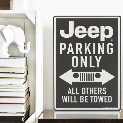 Miniatura 5 de Letrero de metal para Jeep Parking Only, letrero vintage para garaje, tienda o cueva de hombre, todos los demás serán remolcados Negro