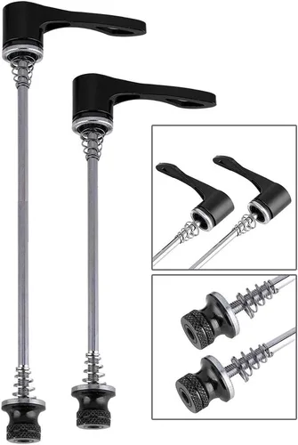 Miniatura 7 de 1 par, brocheta de eje 6.181 in, 7.756 in, 7.480 in, rueda de brochetas de liberación rápida para carretera negra (negro)