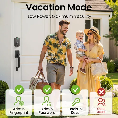 Miniatura 8 de GHome Smart Cerrojo de Seguridad, Cerradura de Puerta sin Llave con Código de Huella Dactilar para Puerta Delantera, Bloqueo Automático, Control por