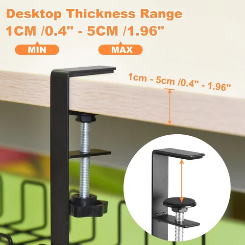 Miniatura 4 de uxcell Bandeja de organización de cables, 1 unidad de 15.75 pulgadas, estante de metal para organizar cables debajo del escritorio, sin taladro