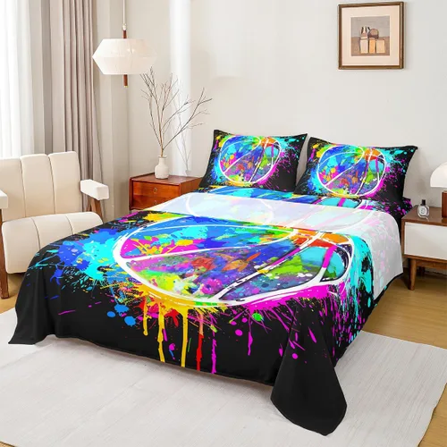Miniatura 55 de Manfei Juego de sábanas de acuarela floral tamaño individual, juego de ropa de cama con flores botánicas, juego de sábanas de dibujos animados