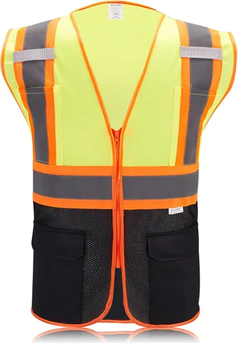 Miniatura 12 de Chaleco de seguridad reflectante de alta visibilidad con cierre y bolsillos O/Y Naranja