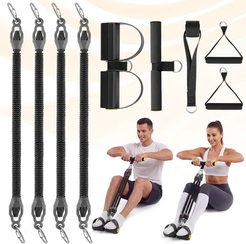 Bandas de resistencia mejoradas para pedal de pie con asas, 4 bandas de resistencia ajustables para abdomen, cintura, brazo, núcleo/ABS,