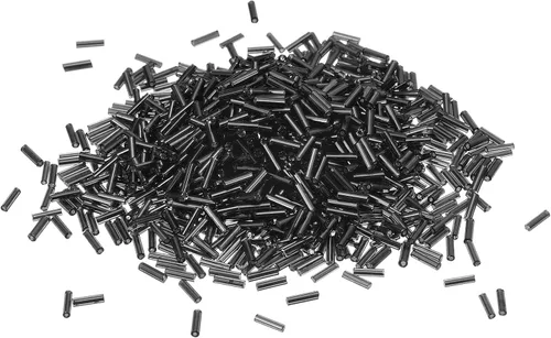 uxcell 1200 cuentas de corneta, cuentas espaciadoras de tubo negro de 0.268 x 0.071 in, cuentas de vidrio forradas para hacer joyas, pulseras,