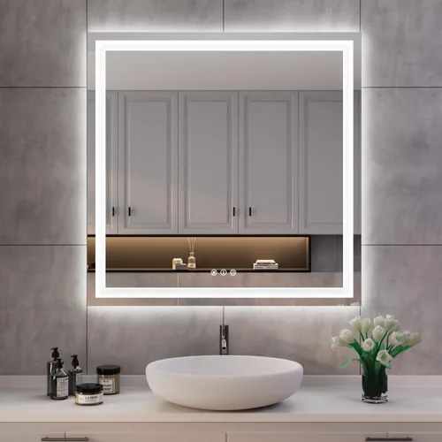 Miniatura 38 de ISKM Espejo LED con marco para baño de 40"x30", espejo de baño LED regulable con luces, antivaho, espejo iluminado frontal y retroiluminado de 3