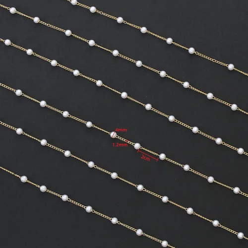 Miniatura 3 de UMAOKANG Cadena de Eslabones de Perlas de Imitación de 32.8 Pies Rollo de Cadena de Cuentas Cadena de Collar de Cobre a Granel con Carrete