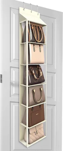 Miniatura 10 de Lirex Organizador de bolso para colgar sobre la puerta y estante para el armario, organizador de almacenamiento de bolsos con colgador para bolsos.