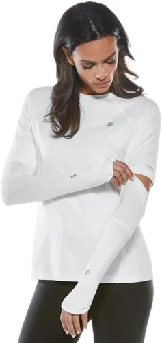 Coolibar Mangas de brazo de rendimiento para mujer - Protección solar UPF 50+ - Backspin Blanco