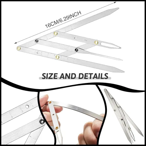 Miniatura 3 de Weewooday 6 Piezas Reglas de Cejas para Tatuaje Regla de Posicionamiento de 3 Puntos Mini Calibrador Calibradores Vernier de Doble Escala Calibrador