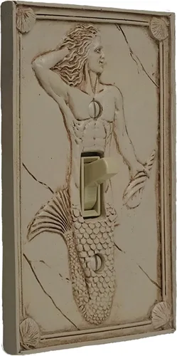 Miniatura 6 de Merman - Cubierta para interruptor de luz esculpida 3D, cubierta de placa de interruptor de pared de poliresina, decoración de pared Merman
