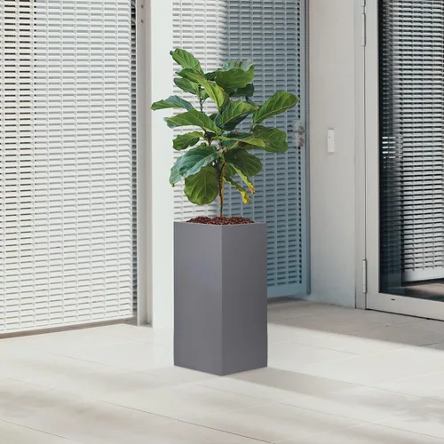 Miniatura 2 de Maceta metálica galvanizada moderna para interiores y exteriores con drenaje (12 x 12 x 28 pulgadas, gris)