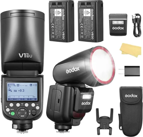 Miniatura 10 de Godox V1 Pro C U Flash para Canon, viene con 2 flash VB30 Battry Godox V1Pro-C V1 PRO-C TTL de cabeza redonda para cámara flash V1PRO C