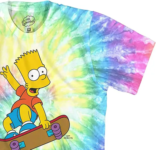 Miniatura 5 de The Simpsons Bart Simpson - Camisa clásica para hombre, Homer, Bart, Lisa, camiseta de teñido anudado