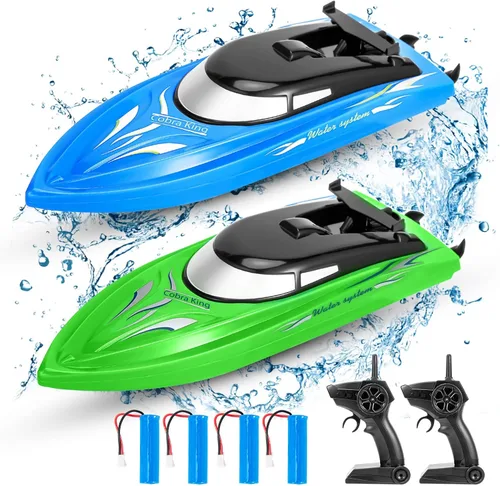 Miniatura 7 de Paquete de 2 barcos a control remoto, barcos de control remoto para niños y adultos, 6.2 mi/H 2.4 G de alta velocidad, barcos RC rápidos para Azul