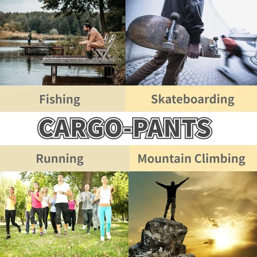 Miniatura 9 de AIFARLD Pantalones cargo para hombre con bolsillos, pantalones deportivos de algodón para senderismo, casuales, atléticos, deportivos