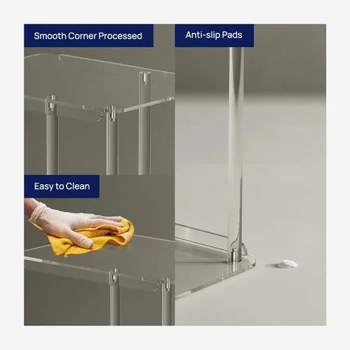 Miniatura 4 de HMYHUM Mesa auxiliar de acrílico transparente, mesa auxiliar en forma de C para sofá, pequeñas mesas de aperitivos para sala de estar, dormitorio