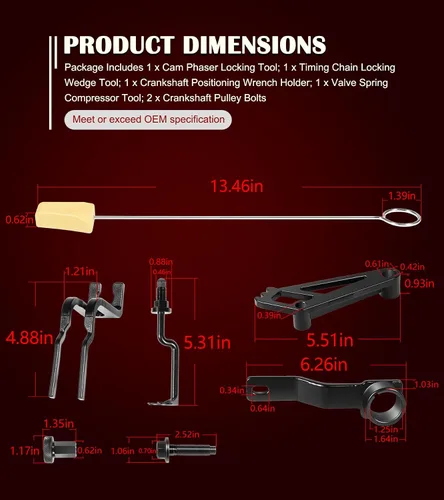 Miniatura 2 de Juego de herramientas de correa de distribución para motores Ford 4.6L, 5.4L y 6.8L 3V, incluyendo herramienta de soporte de desfasador de leva