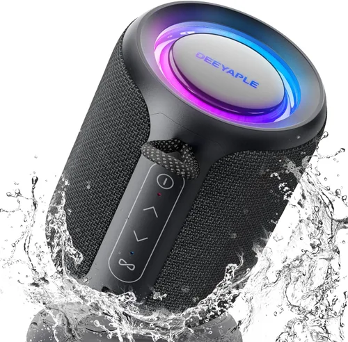 Miniatura 11 de Altavoz Bluetooth inalámbrico, IP67 impermeable y a prueba de polvo altavoz portátil con luces, sonido estéreo fuerte de 15 W, batería de 2500 mAh