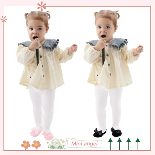 Miniatura 2 de Mini angel Mallas de bebé antideslizantes para niña, mallas lisascon aspecto de zapato, mallas sin costuras, mallas de algodón cálidas