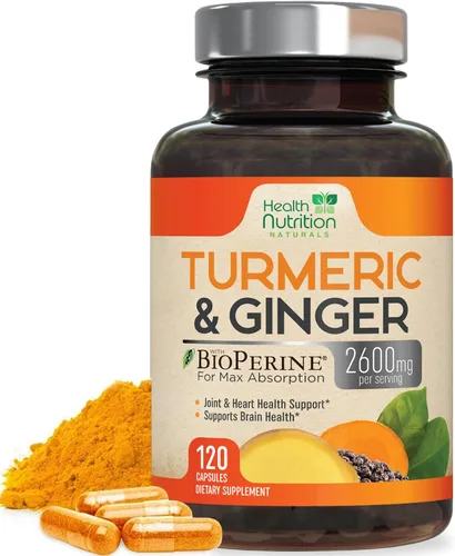 Miniatura 12 de Suplemento de curcumina de cúrcuma, 2000 mg de cúrcuma orgánica y 400 mg de jengibre orgánico por porción, 95% curcuminoides y pimienta negra