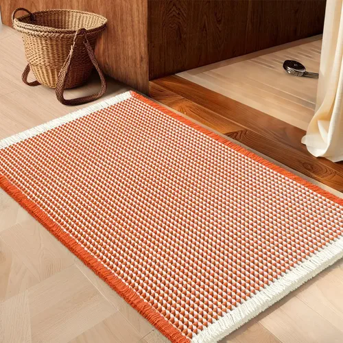 Miniatura 33 de IM HOME Tapete de baño de punto gofre, color caqui, de 24 x 17 pulgadas, tejido bohemio, moderno, absorbente, antideslizante, suave, lavable