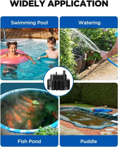 Miniatura 8 de Bomba de sumidero, bomba de agua sumergible ultra silenciosa de 950 GPH, bomba de cubierta de piscina, bomba de sumidero para drenaje de piscina