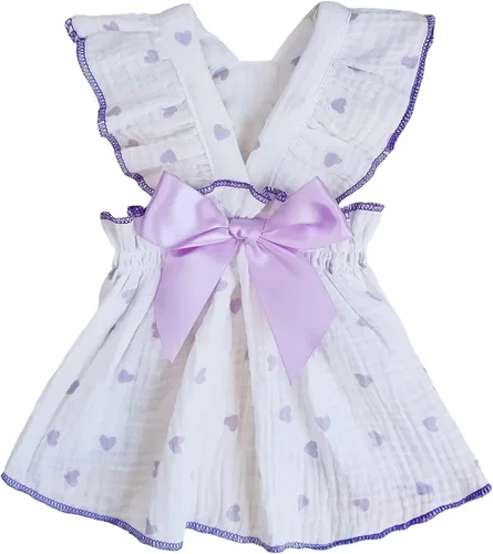 Miniatura 9 de QWINEE Vestido con estampado de corazón para perro y gato, decoración de lazo, lindo vestido de tutú para cachorro, falda tutú para chihuahua, Rosa