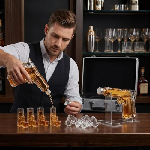 Miniatura 6 de Juego de decantador de pistola de whisky + 2 vasos bala - Regalos de pistola de Navidad y cumpleaños para hombres que lo tienen todo, regalos