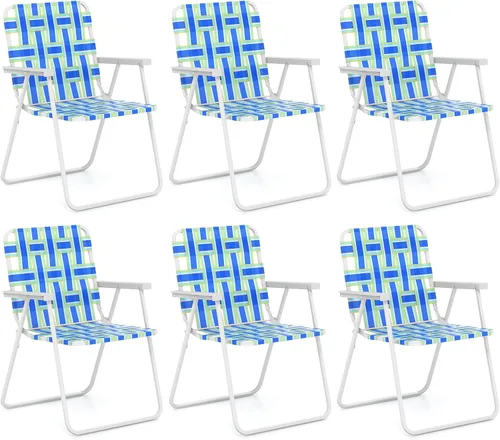 Miniatura 13 de GYMAX Silla plegable, juego de sillas de césped para patio con reposabrazos, paquete de 2 sillas de comedor ligeras para interiores y exteriores