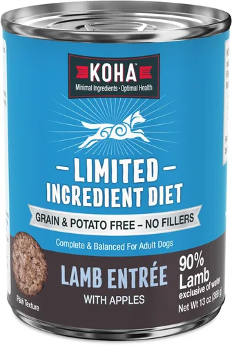 KOHA Dieta de Ingredientes Limitados Entrée de Cordero para Perros - Comida Húmeda para Perros Sin Granos y Sin Rellenos - Comida Enlatada para