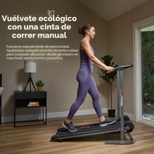 Miniatura 2 de Sunny Health & Fitness Manual Walking Treadmill, Non-Electric, Foldable & Compact Design, Quiet Tread Pad, Transportation Wheels, Non-Slip