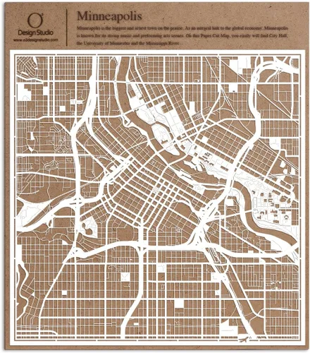 Miniatura 95 de O3 Design Studio Aberdeen - Mapa de papel cortado en papel blanco de 12 x 12 pulgadas
