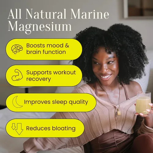 Miniatura 3 de Polvo de magnesio integral (30 porciones) de agua de mar del océano y algas rojas islandesas Ayuda a dormir, la función cerebral y la salud