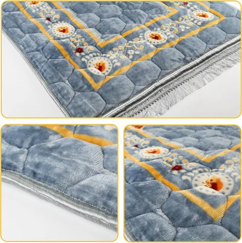 Miniatura 4 de Alfombra de oración musulmana con cuentas de oración Tasbih y sombrero de kufi, acolchada muy gruesa, alfombra de oración para hombres y mujeres
