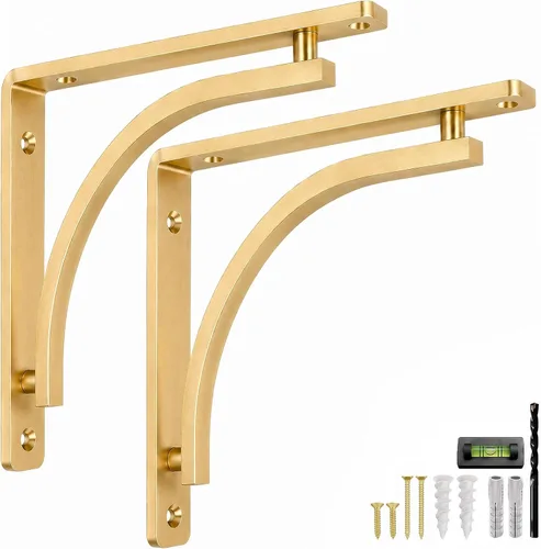 Miniatura 17 de Balin Designs - Soportes clásicos negros resistentes para estantes de 8 pulgadas, soporte en L, soporte para montaje en pared, soporte de metal