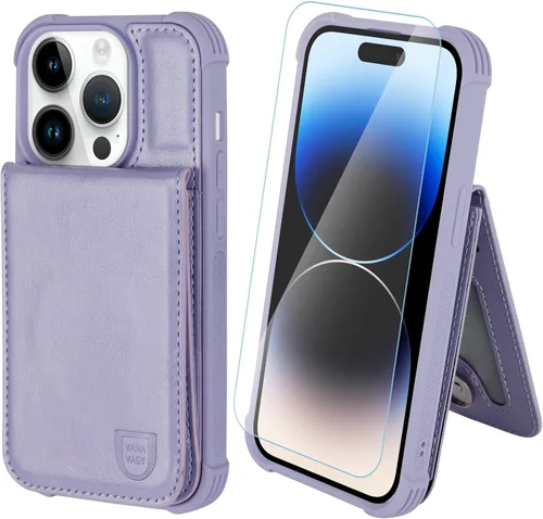 Miniatura 15 de VANAVAGY Funda tipo cartera compatible con iPhone 14 Pro para mujeres y hombres, de piel sintética, cierre magnético, con bloqueo RFID, tarjetero