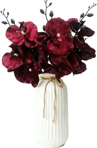 Miniatura 8 de Juego de 5 orquídeas artificiales artificiales de tacto real, orquídea de mariposa, orquídea bailarina de seda para boda, hogar, centro de mesa Negro