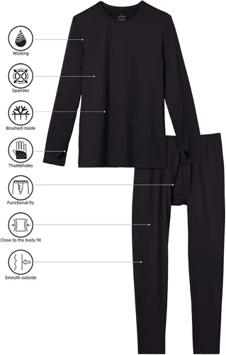 Miniatura 4 de Cuddl Duds Conjunto de 2 piezas de manga larga y capa base de pantalón para hombre, absorbe la humedad