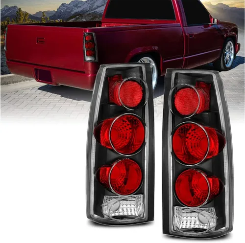 Miniatura 2 de AmeriLite para Chevy GMC [Camion C/K Truck Silverado Sierra Suburban Blazer Tahoe Yukon] Juego de luces traseras de repuesto estilo Euro en negro