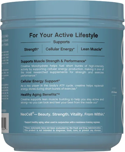 Miniatura 3 de NeoCell Monohidrato de creatina en polvo 1.1 lb Sin sabor Suplemento micronizado para mujeres y hombres