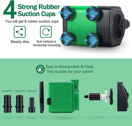 Miniatura 5 de CWKJ Bomba de fuente, bomba de fuente de agua de 220 GPH (15 W 900 L/H), bomba sumergible para fuente al aire libre con tubo de 6.5 pies