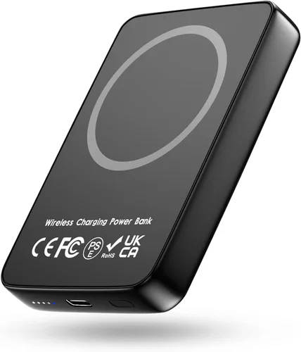 Miady Banco de Energía Magnético para iPhone 10,000mAh, Cargador Inalámbrico Portátil Compatible con MagSafe de 15W, Paquete de Batería de Carga