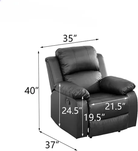 Miniatura 2 de Conjunto de sofá para sala de Estar, sillón reclinable de cuero transpirable, sofá de 3 plazas para cine en casa con portavasos para apartamento