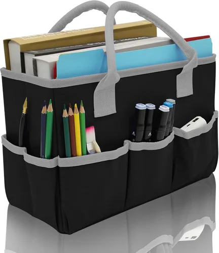 Miniatura 14 de Cupohus - Bolsa de almacenamiento para organizador de arte y manualidades con bolsillos y asas, organizador portátil de tela Oxford para maestros