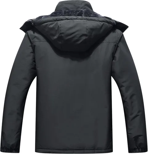 Miniatura 2 de OTU Chaqueta de esquí impermeable para hombre, rompevientos, para invierno, con capucha, para nieve, montaña, Gris-oscuro