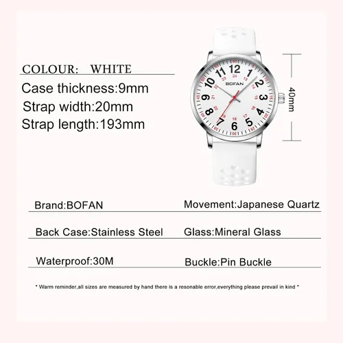 Miniatura 5 de BOFAN Reloj de enfermera para enfermeras, profesionales médicos, estudiantes, médicos con varios colores médicos, esfera fácil de leer, segunda mano