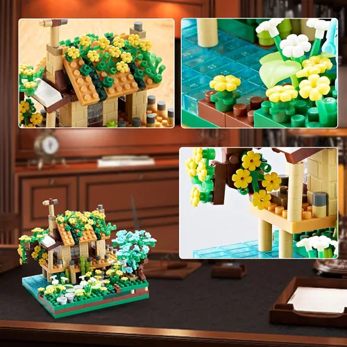 Miniatura 3 de Juego de bloques de construcción para adultos, 600 unidades con 2 figuras de arquitectura, modelo de casa para edades de 14 años en adelante