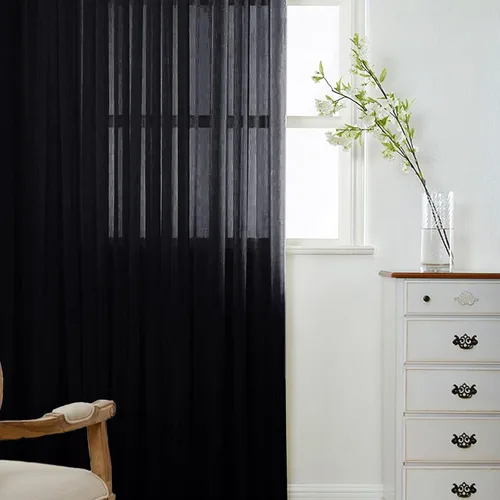 Miniatura 19 de ShinyBeauty Cortinas de gasa rojas de 84 pulgadas de largo, paquete de 2 cortinas transparentes de 29 x 84 pulgadas, 2 paneles de cortinas de gasa