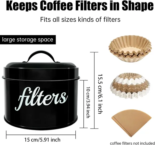 Miniatura 2 de Soporte para filtro de café esmaltado blanco con tapa, decoración rústica de granja de café envejecida