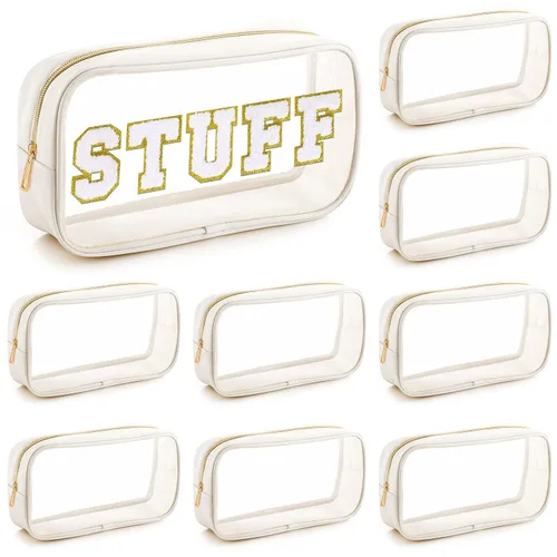 Miniatura 9 de 9 bolsas de maquillaje transparentes de felpilla para bricolaje, bolsa grande de nailon para maquillaje, artículos de aseo de viaje, con cremallera